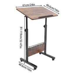 Ventryn 32-47in Adjustable Rolling Laptop Stand Desk Mobile With Wheels in Brown - thumbnail 2