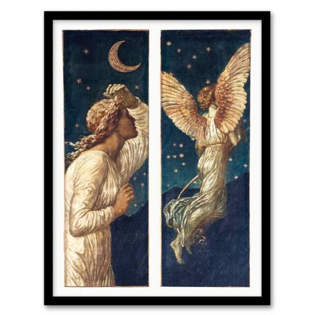 Artery8 Edward Burne Jones Framed Wall Art Cupid Flying Away From Psyche in Blue - Size: A4 - image 1