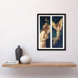 Artery8 Edward Burne Jones Framed Wall Art Cupid Flying Away From Psyche in Blue - Size: A4 - thumbnail 2