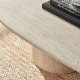 FurnitureboxUK Sutton Beige Travertine Stone Veneer Oval Coffee Table - thumbnail 4