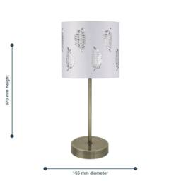 First Choice Lighting Set of 2 Antique Brass Stick Table Lamps with White Fern Shades in Bronze - thumbnail 5