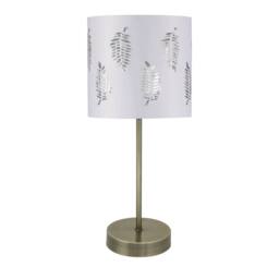 First Choice Lighting Set of 2 Antique Brass Stick Table Lamps with White Fern Shades in Bronze - thumbnail 4