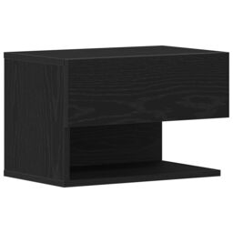 Berkfield Home Wall-Mounted Nightstand in Black Oak with Engineered Wood - thumbnail 2