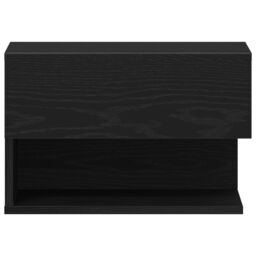 Berkfield Home Wall-Mounted Nightstand in Black Oak with Engineered Wood - thumbnail 7