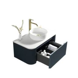 Bathroom Kingdom Flauto Midnight Wall Hung Basin Vanity 870mm in Blue - thumbnail 2