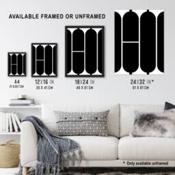 "Artery8 Large Hi Word Bold Black White Typography Design Wall Art Print - Size: W12"" x H16""" - thumbnail 3