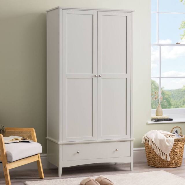 Christow Natural Double Wardrobe with Drawer 2 Door Bedroom Storage Furniture Cupboard in Brown - image 1
