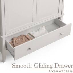 Christow Natural Double Wardrobe with Drawer 2 Door Bedroom Storage Furniture Cupboard in Brown - thumbnail 5