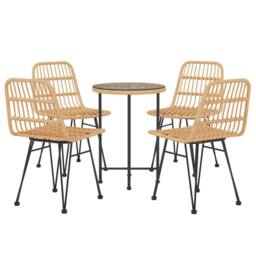 Berkfield Home Beautiful 5 Piece Garden Dining Set Poly Rattan in Light Brown - thumbnail 1