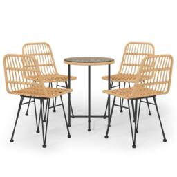 Berkfield Home Beautiful 5 Piece Garden Dining Set Poly Rattan in Light Brown - thumbnail 3