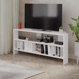 Decortie Thales' Corner TV Unit Modern Multimedia Centre 110cm in White - Size: 1 Pack - thumbnail 5