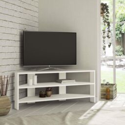 Decortie Thales' Corner TV Unit Modern Multimedia Centre 110cm in White - Size: 1 Pack