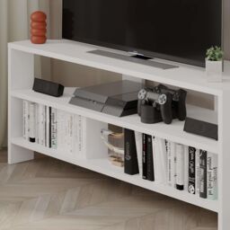 Decortie Thales' Corner TV Unit Modern Multimedia Centre 110cm in White - Size: 1 Pack - thumbnail 6