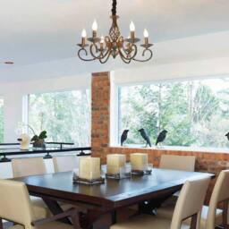 NIVOR Rustic French Country Vintage 6-Light Bronze Chandelier Metal Pendant - thumbnail 4