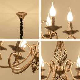 NIVOR Rustic French Country Vintage 6-Light Bronze Chandelier Metal Pendant - thumbnail 8