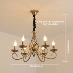 NIVOR Rustic French Country Vintage 6-Light Bronze Chandelier Metal Pendant - thumbnail 2