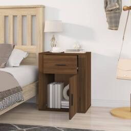 Berkfield Home Bedside Cabinet Brown Oak 50x36x60 cm Engineered Wood - Size: 50 x 36 x 60 cm - thumbnail 3