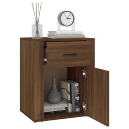 Berkfield Home Bedside Cabinet Brown Oak 50x36x60 cm Engineered Wood - Size: 50 x 36 x 60 cm - thumbnail 5