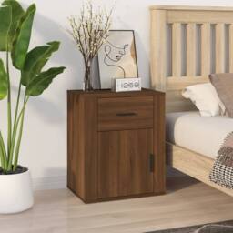 Berkfield Home Bedside Cabinet Brown Oak 50x36x60 cm Engineered Wood - Size: 50 x 36 x 60 cm - thumbnail 2