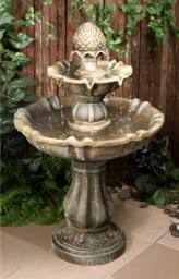 Primrose Antique Effect Water Feature Fountain Zuvan 2 Tier Outdoor 100cm in Stone - thumbnail 1