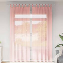 Berkfield Home Voile Curtains with Rod Pockets 2 pcs Pink - thumbnail 2
