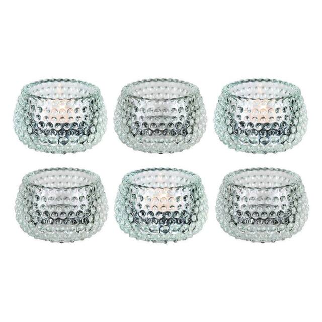 simpa Chunky Clear Bubble Glass Tealight Candle Holders - Set of 6 - image 1