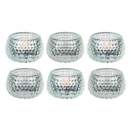 simpa Chunky Clear Bubble Glass Tealight Candle Holders - Set of 6 - thumbnail 1