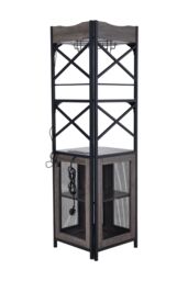 Living and Home 5-Tier Corner Bar Cabinet with Built-in Power Outlet and LED Lights in Grey - thumbnail 6