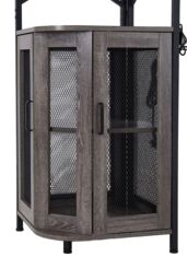 Living and Home 5-Tier Corner Bar Cabinet with Built-in Power Outlet and LED Lights in Grey - thumbnail 9