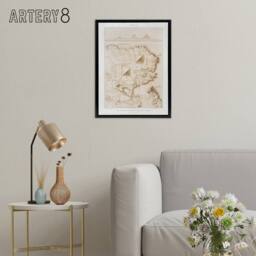 "Artery8 Pyramids of Giza French Topographic Map Avennes Framed Canvas Wall Art in Beige - Size: W24"" x H32""" - thumbnail 3
