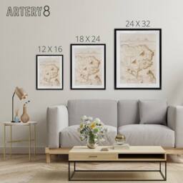 "Artery8 Pyramids of Giza French Topographic Map Avennes Framed Canvas Wall Art in Beige - Size: W24"" x H32""" - thumbnail 4