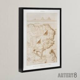 "Artery8 Pyramids of Giza French Topographic Map Avennes Framed Canvas Wall Art in Beige - Size: W24"" x H32""" - thumbnail 2