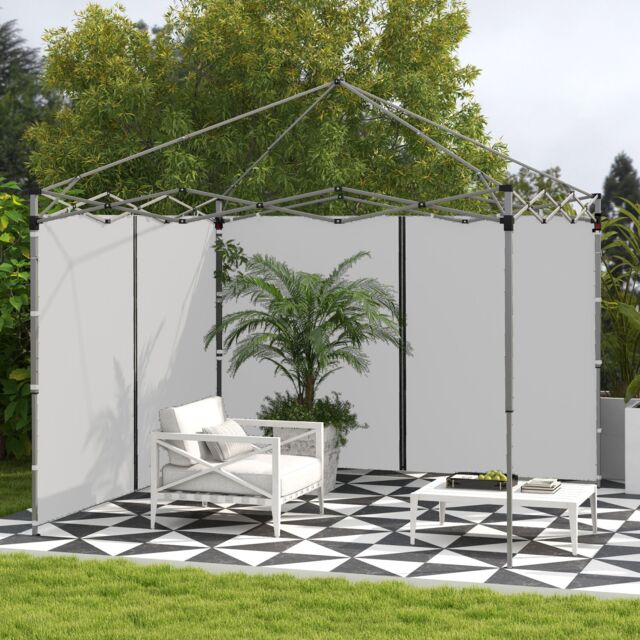 OUTSUNNY 3x3(m) or 3x6m Pop Up Gazebo Side Panels with Zipped Doors in Light Grey - image 1