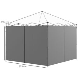 OUTSUNNY 3x3(m) or 3x6m Pop Up Gazebo Side Panels with Zipped Doors in Light Grey - thumbnail 3