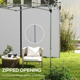 OUTSUNNY 3x3(m) or 3x6m Pop Up Gazebo Side Panels with Zipped Doors in Light Grey - thumbnail 6