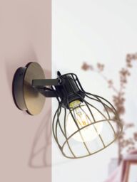 Loops 2 PACK Wall Light Colour Brown & Silver Silver Steel Open Cage Shade E27 1x40W in Metallics - thumbnail 3