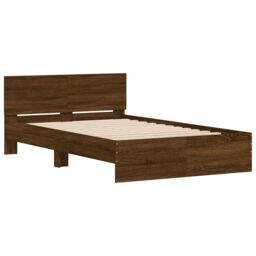 Berkfield Home Bed Frame with Headboard & LED Brown Oak 140x190 cm - thumbnail 6