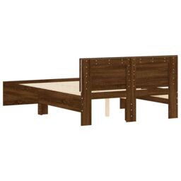 Berkfield Home Bed Frame with Headboard & LED Brown Oak 140x190 cm - thumbnail 9