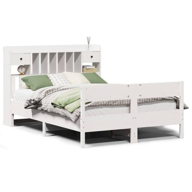 Berkfield Home Bookcase Bed without Mattress White 140x190cm Solid Wood Pine - Size: 140x190 cm - image 1