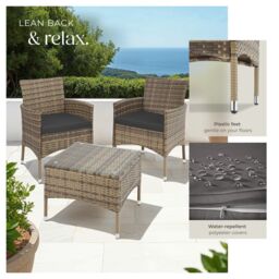 tectake Garden Furniture Set Lucerne in Natural - Size: 2 Seater - thumbnail 4