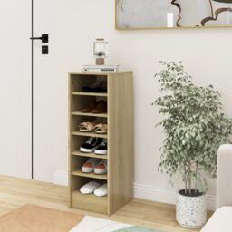 Berkfield Home Shoe Cabinet Sonoma Oak 31.5x35x90 cm Engineered Wood in Brown - thumbnail 1