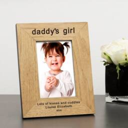 Uniqueful Personalised Daddy's Wood Picture Frame 7x5 for Dad in Beige - Size: 1 Pack - thumbnail 1