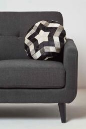 Homescapes Geometric Star Round Leather Cushion 40 cm in Brown - Size: 40 cm x 40 cm - thumbnail 2