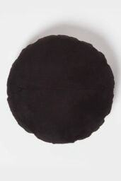 Homescapes Geometric Star Round Leather Cushion 40 cm in Brown - Size: 40 cm x 40 cm - thumbnail 3