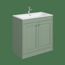 Balterley 800mm Floor Standing 2 Door Unit & Stone Basin 1 Tap Hole, Satin Green