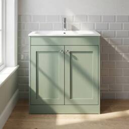 Balterley 800mm Floor Standing 2 Door Unit & Stone Basin 1 Tap Hole, Satin Green - thumbnail 6