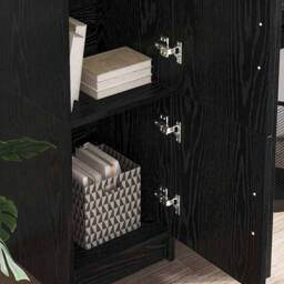 Berkfield Home Black Oak Sideboard Black Oak MDF & Wood Veneer Medium - thumbnail 4