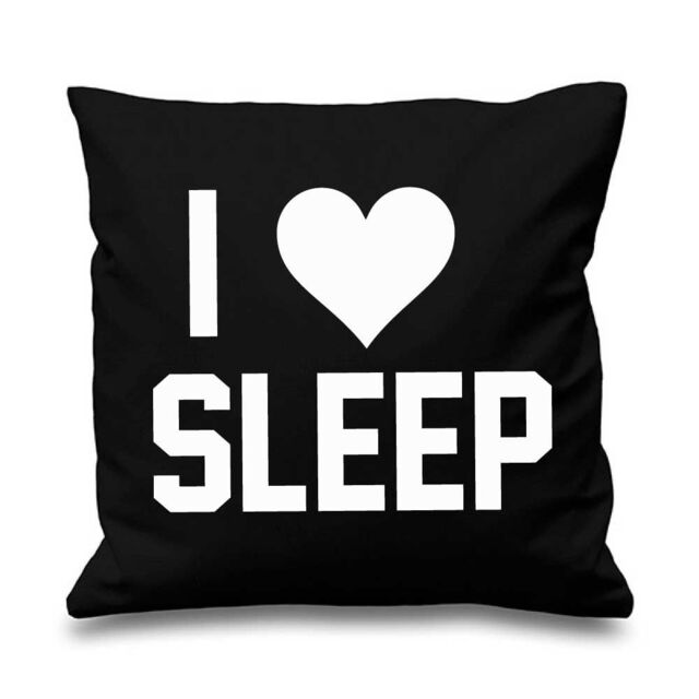 "60 SECOND MAKEOVER Black Cushion Cover I Love Sleep 16"" x 16"" Daughter Friend Gift Decorative Cushion Home Horse Equestrian - Size: 40 cm x 40 cm"