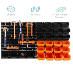 SPETLEK 44 Pcs Pegboard Shelf Tool Organiser Garage Shed Wall Mount in Black - Size: 1000mm × 13000mm - thumbnail 5