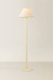 ValueLights Bobbin Colour Trim Linen Shade Cream Bobble Floor Lamp in Pale Green - thumbnail 3